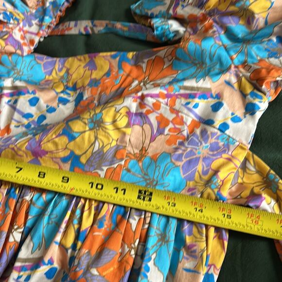 $290 Snow Xue Gao Designer Floral Printed Orange Babydoll Dress NEW Size 6 - Picture 12 of 15